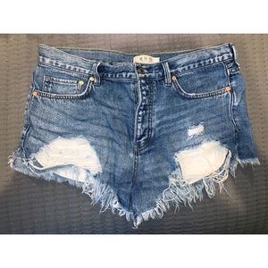 FP We The Free frayed distressed denim shorts